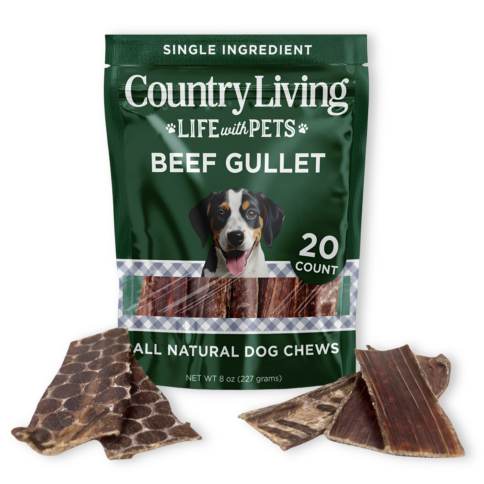 Country Living 6” Gullet Flats Dog Treats – 20 Count Bag – All-Natural Beef Esophagus Chews – High-Protein, Easily Digestible, Single-Ingredient Dog Treats – Grain-Free & Long-Lasting American Pet Supplies