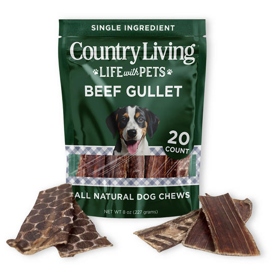 Country Living 6” Gullet Flats Dog Treats – 20 Count Bag – All-Natural Beef Esophagus Chews – High-Protein, Easily Digestible, Single-Ingredient Dog Treats – Grain-Free & Long-Lasting American Pet Supplies