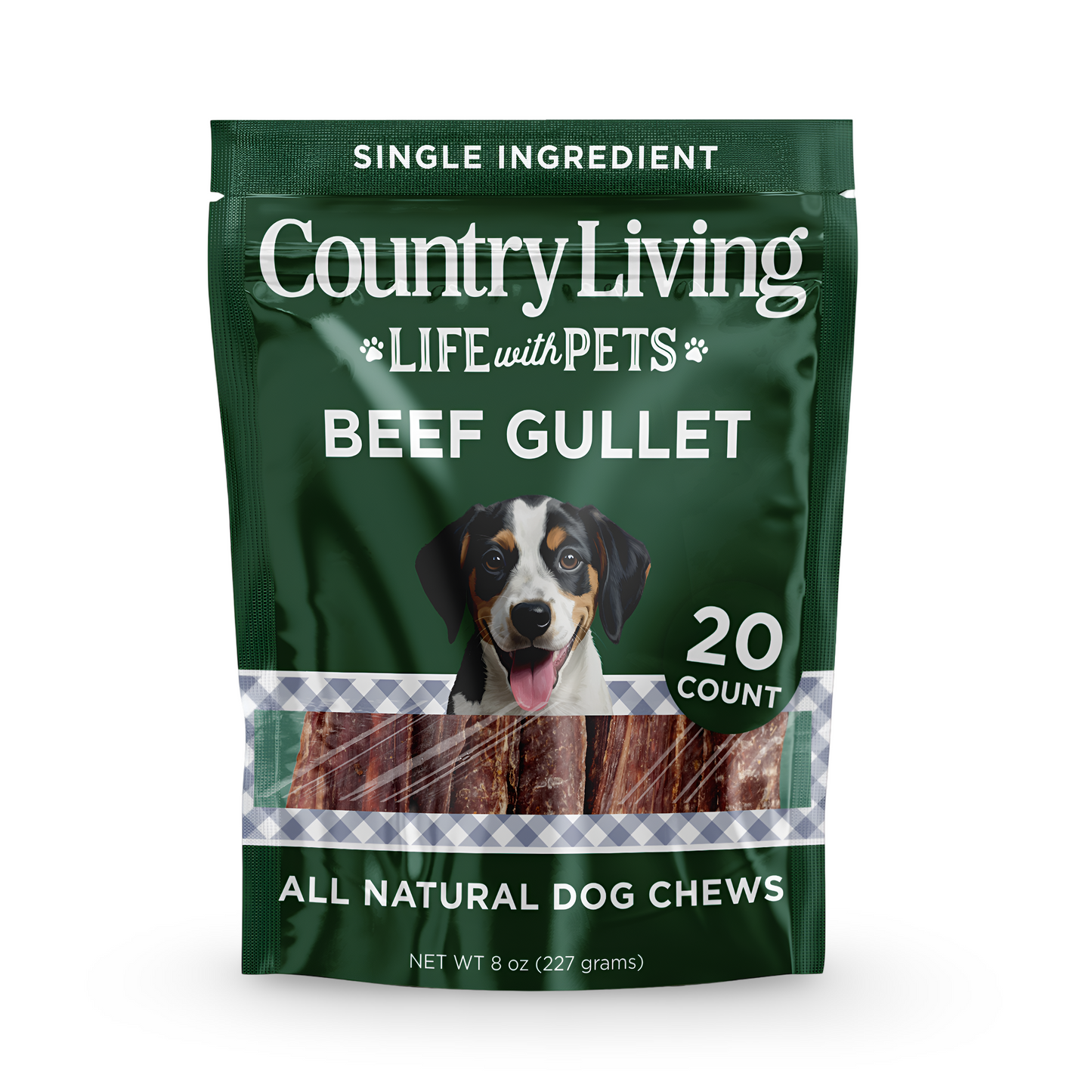 Country Living 6” Gullet Flats Dog Treats – 20 Count Bag – All-Natural Beef Esophagus Chews – High-Protein, Easily Digestible, Single-Ingredient Dog Treats – Grain-Free & Long-Lasting American Pet Supplies