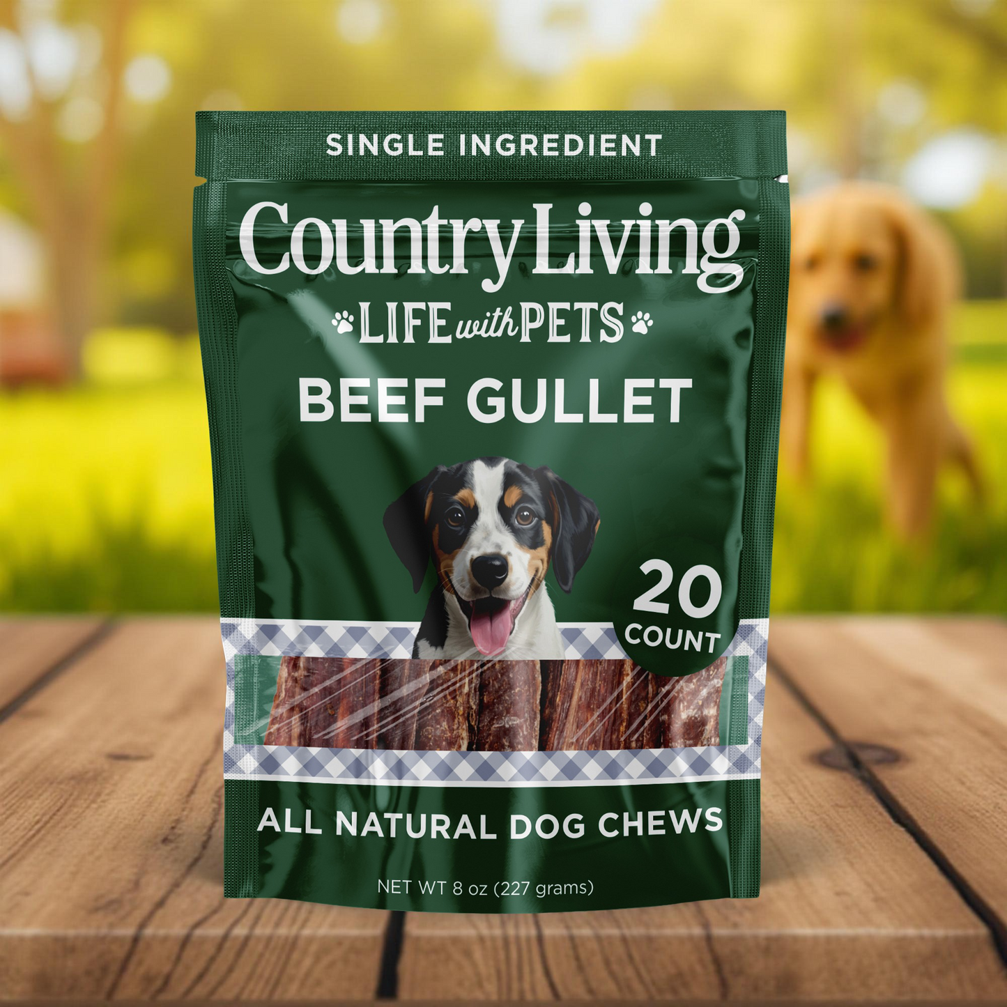 Country Living 6” Gullet Flats Dog Treats – 20 Count Bag – All-Natural Beef Esophagus Chews – High-Protein, Easily Digestible, Single-Ingredient Dog Treats – Grain-Free & Long-Lasting American Pet Supplies