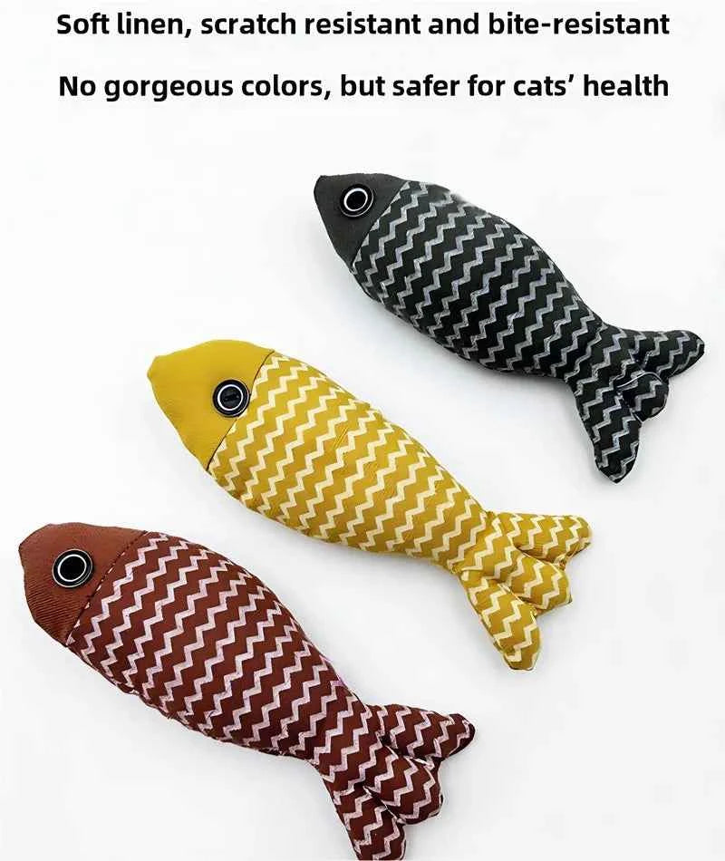 Geshifeng Linen Fish Catnip Toy - Interactive Plush Cat Toy