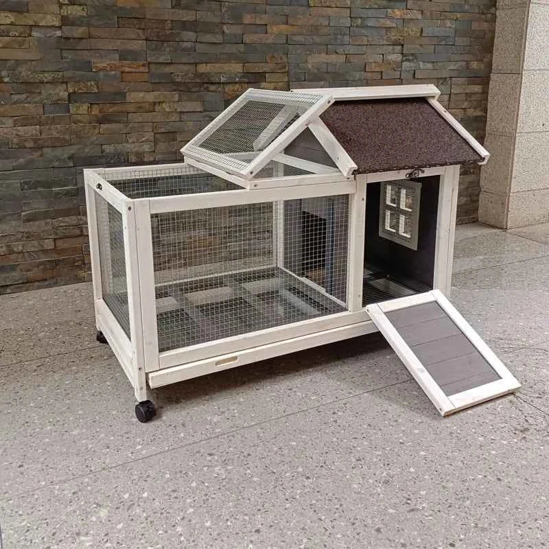 Simple Multi-Pet Cage Rabbits Guinea Pigs Hamsters Squirrels-Wooden Frame Latched Lid Mesh Panels-Extra Large Household Use