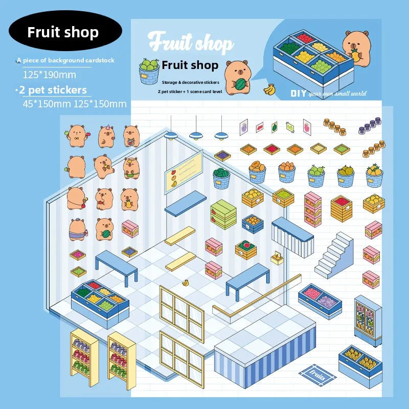 Three Dimensional Landscape DIY Scene Paper Stickers 3 Pack Guinea Pig Diary Series Capybara Handbook Decorative Models