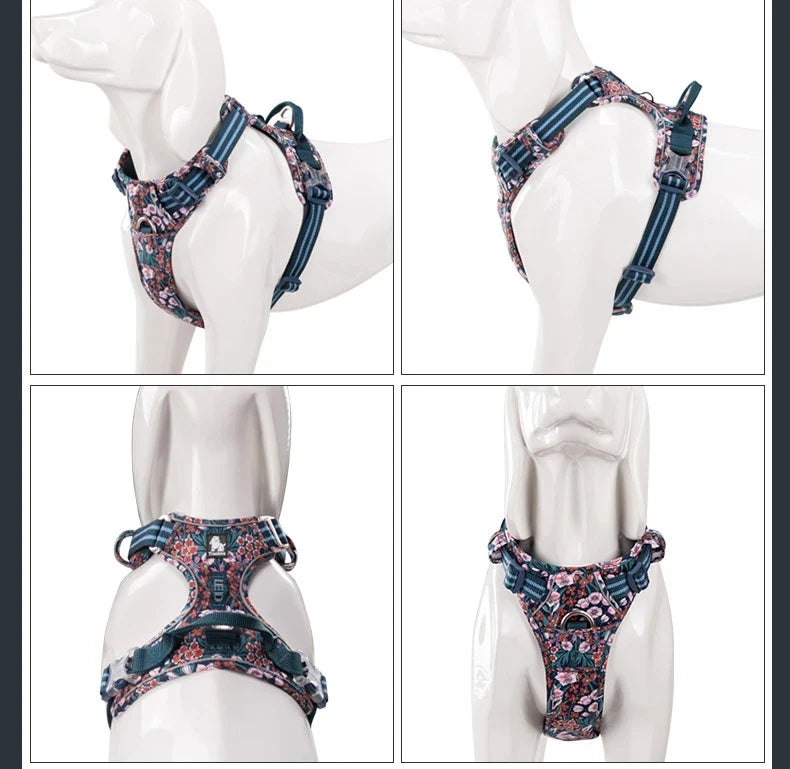 Truelove Floral No Pull Dog Harness - Reflective Cotton Vest