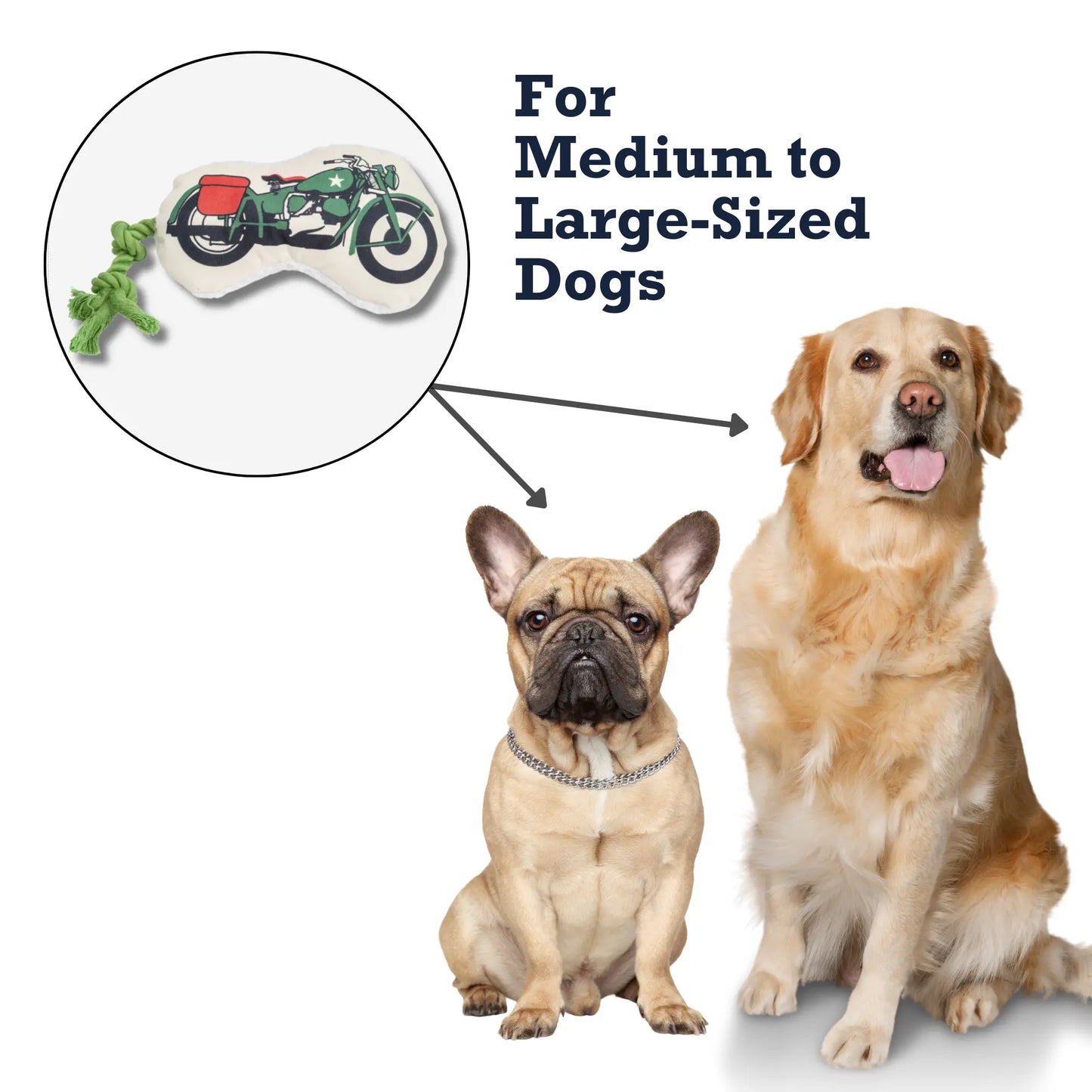 Country Living Retro Army Motorcycle with Squeaker & Crinkle Paper Plush Dog Toy American Pet Supplies