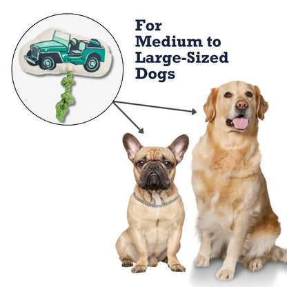Country Living Retro Army Jeep with Squeaker & Crinkle Paper Plush Dog Toy American Pet Supplies