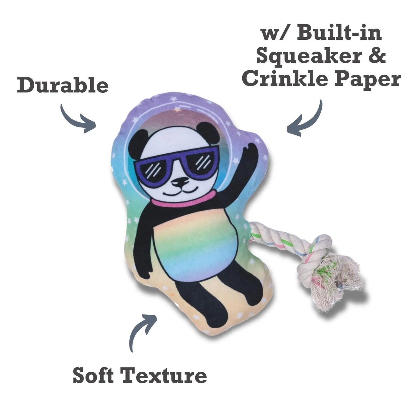 Space Panda Plush Dog Toy – with Squeaker & Crinkle Paper for Fun Play American Pet Supplies