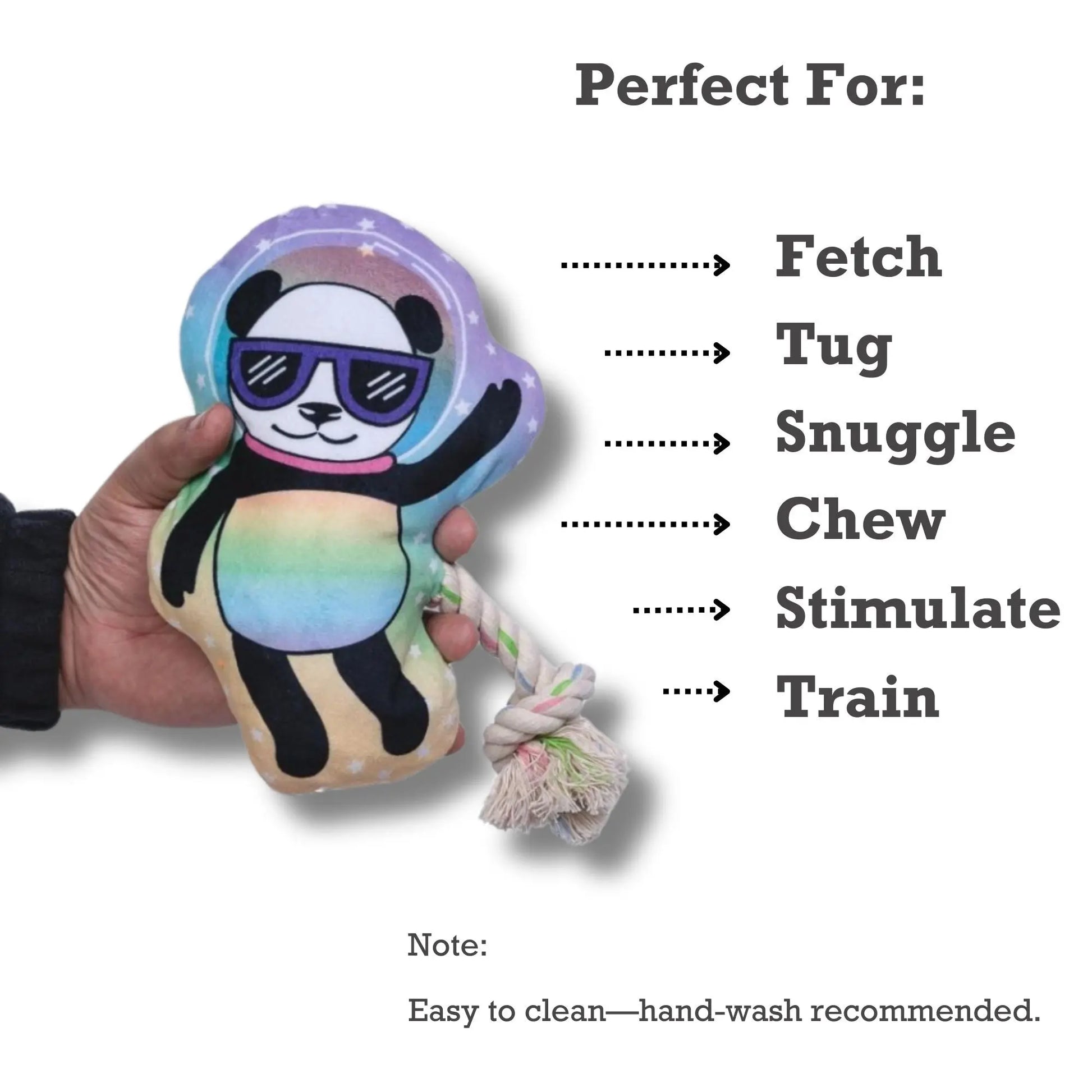 Space Panda Plush Dog Toy – with Squeaker & Crinkle Paper for Fun Play American Pet Supplies