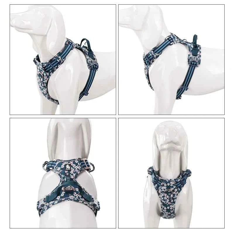 Truelove Floral No Pull Dog Harness - Reflective Cotton Vest