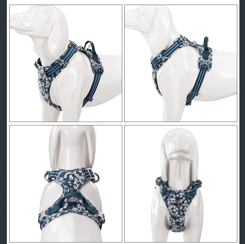 Truelove Floral No Pull Dog Harness - Reflective Cotton Vest