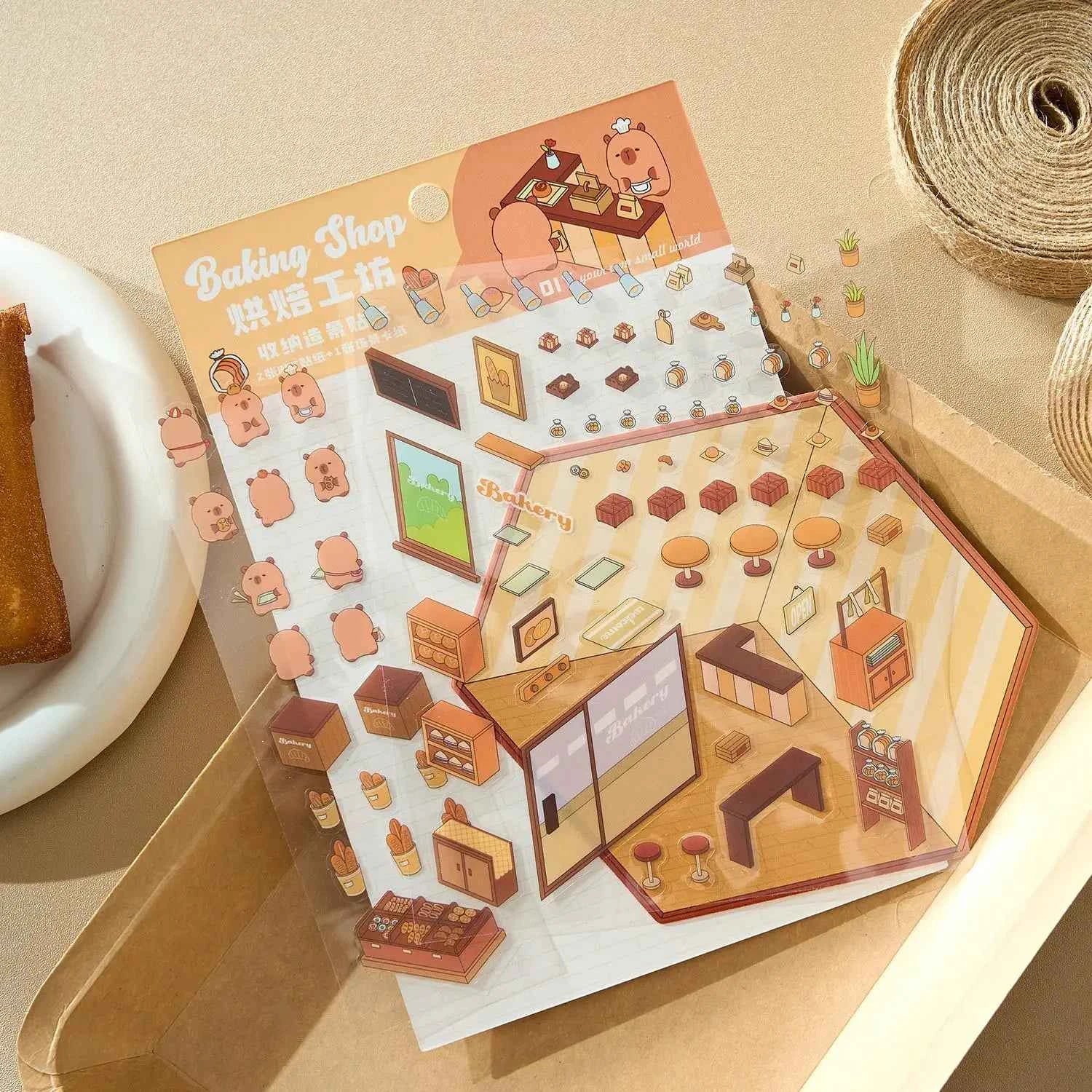 Three Dimensional Landscape DIY Scene Paper Stickers 3 Pack Guinea Pig Diary Series Capybara Handbook Decorative Models
