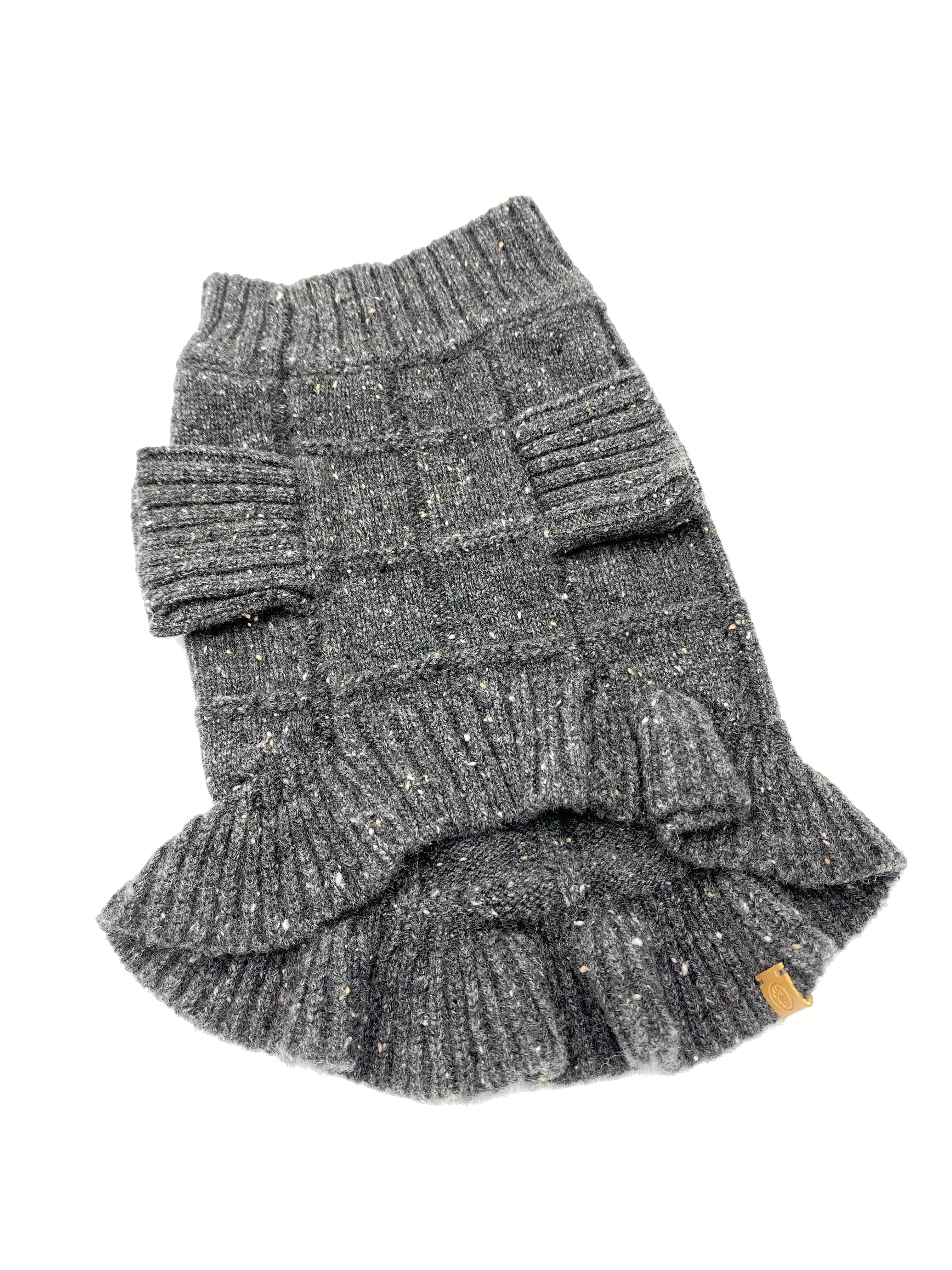 Rein Cashmere Ruffle Dress, Charcoal