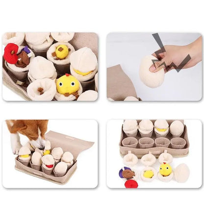 Milou & Lumi Egg Enrichment Plush Toy – Interactive Snuffle Puzzle Toy with Squeaker Dr. Milou