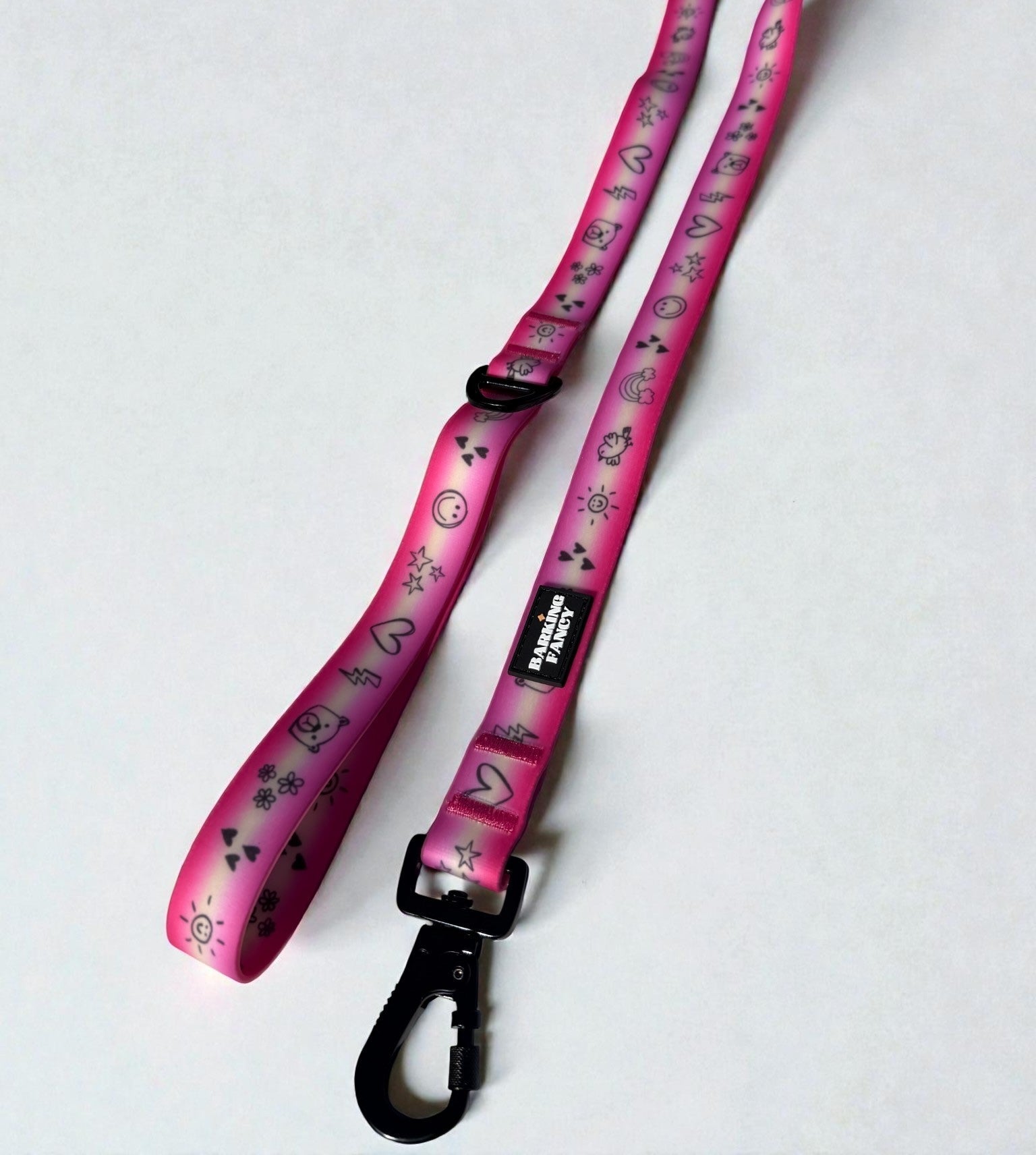 Doodles Print Waterproof Dog Leash - Pink Gradient