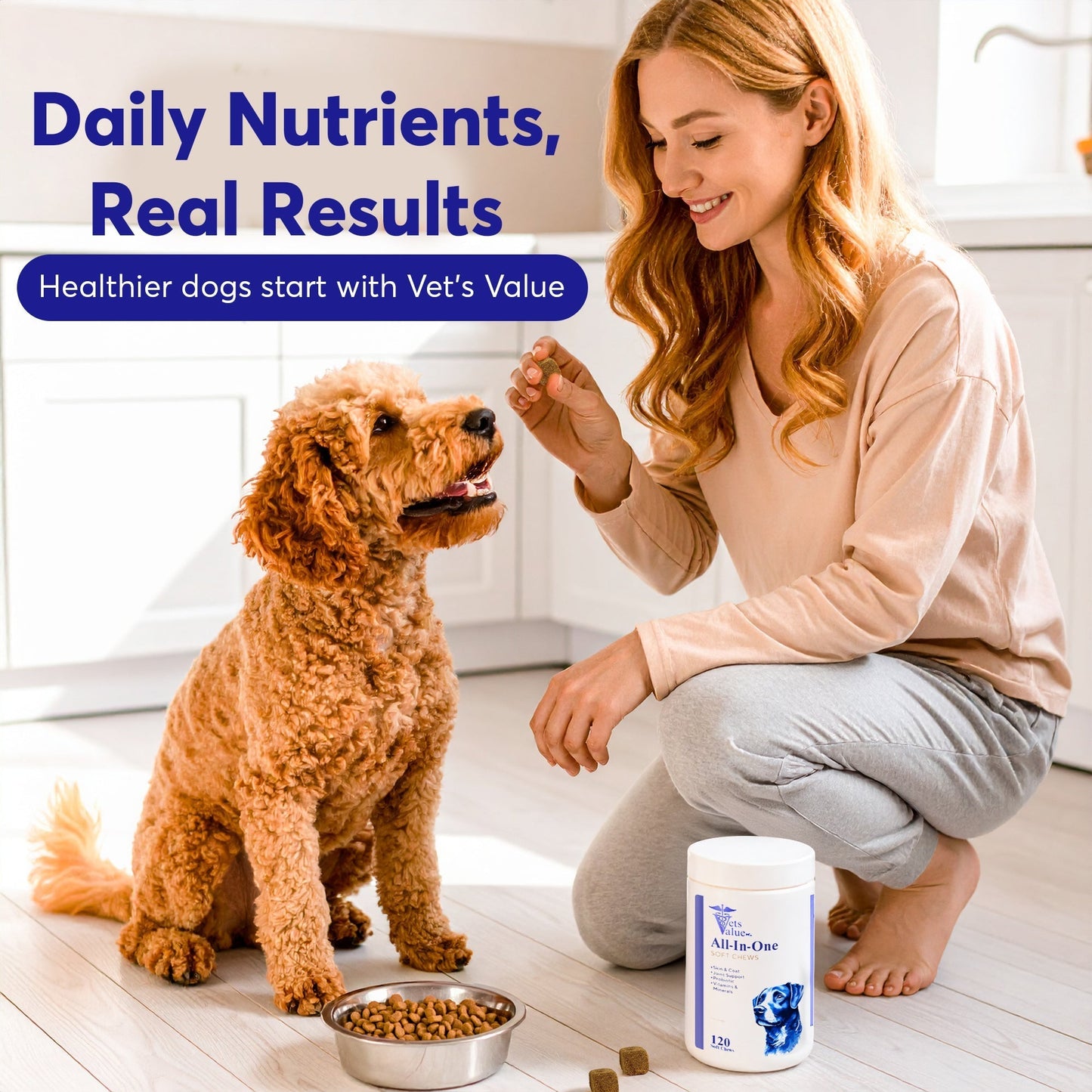 Dog Multivitamin Chews (120 Soft Chews) - All-in-One Vitamins for Dogs of All Ages, Sizes & Breeds | Supports Immunity, Digestive Health, Skin, Coat Joint Health with Glucosamine, Omega Fatty Acids Horizon Animal Care