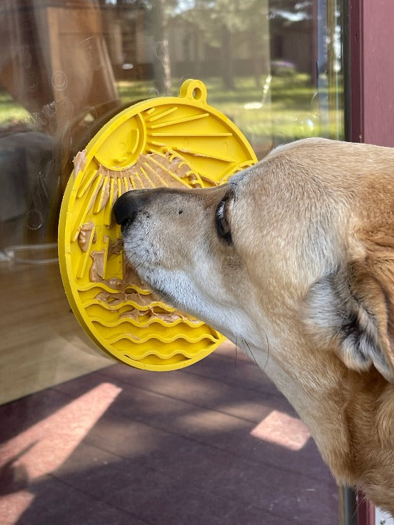 Sun n' Sea eMat - Enrichment Lick Mat For Dogs and Cats - With Suction Cups - Beach Design | USA Made