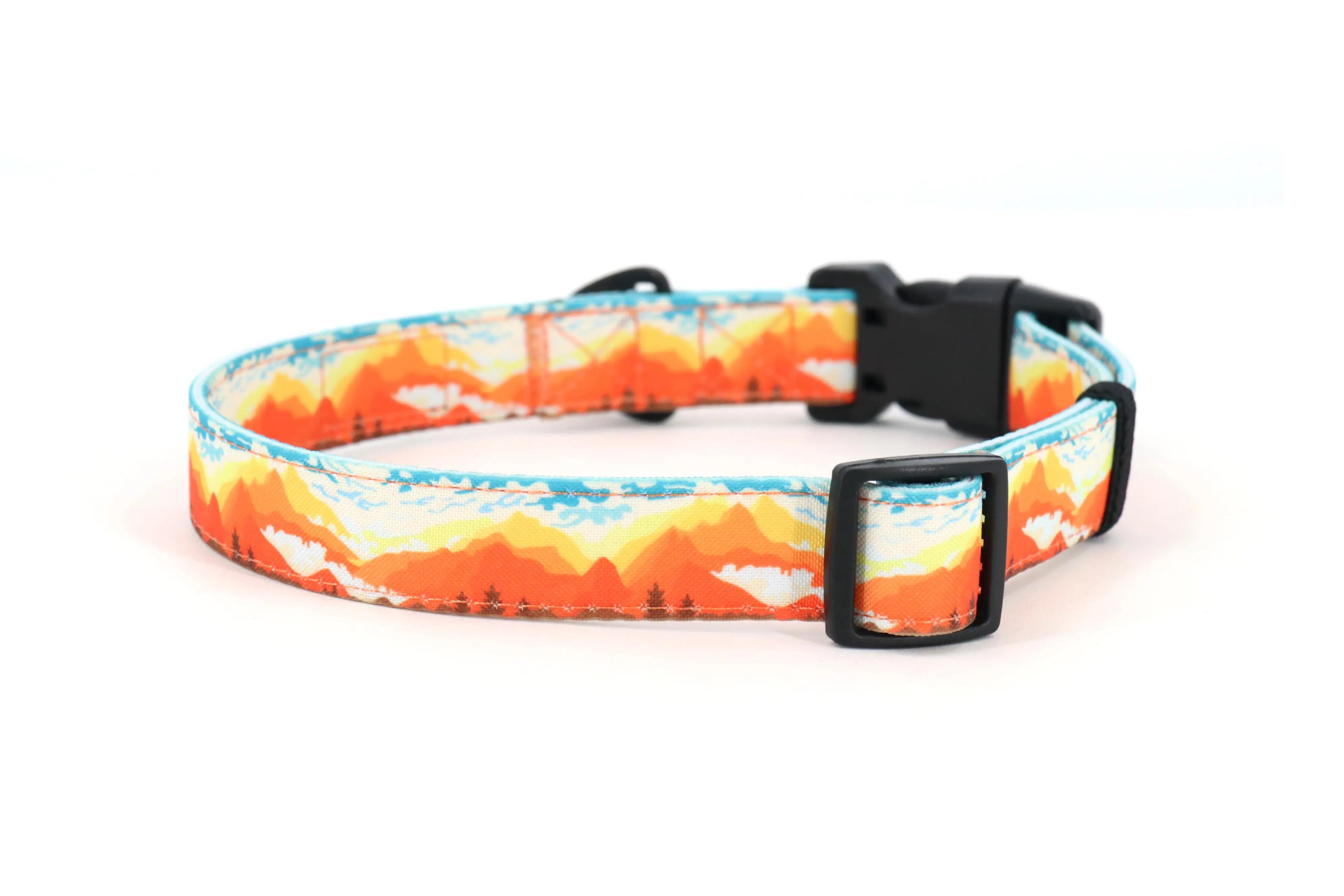 Mountainscape Adjustable Dog Collar - Orange