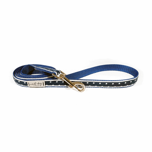 Independence Patriotic American Star Navy Ribbon Dog Leash Nauti-dog Handmade