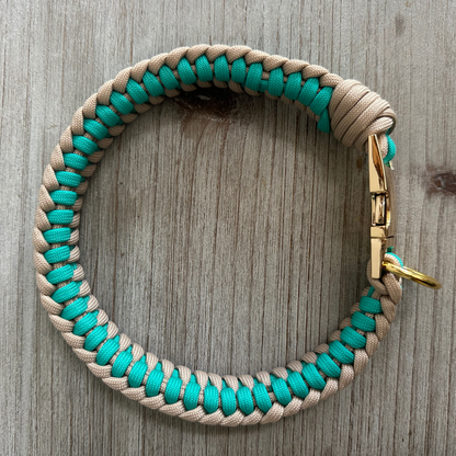 Infinity Braid in Teal & Light Tan - Handmade Dog Collar Pawsh Pup Co.