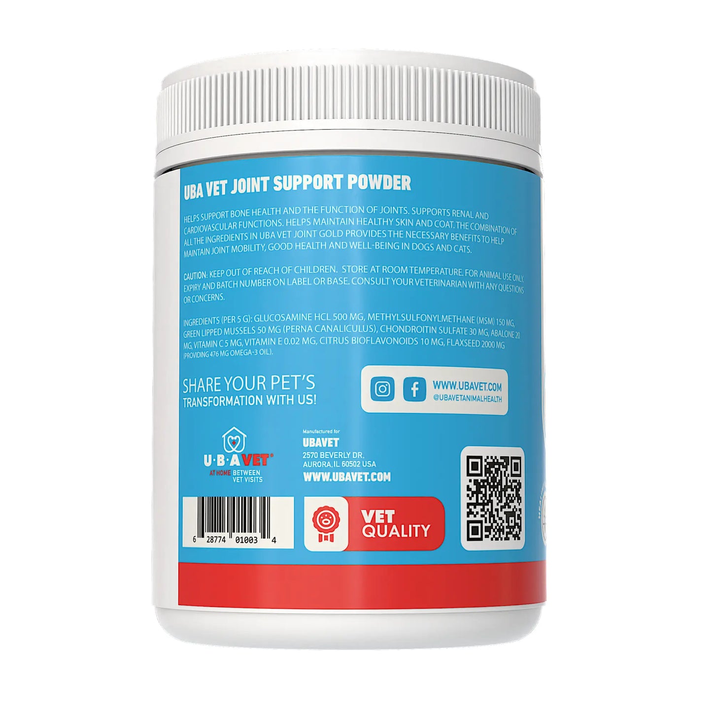 UBAVET Joint Gold Support Powder for Dogs & Cats – 8.8 oz / 250 g American Pet Supplies