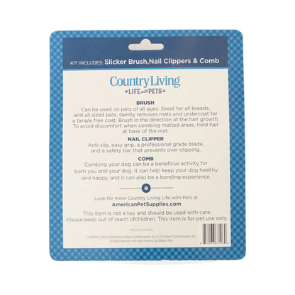 Country Living All-in-One 3-Piece Dog Grooming Kit for a Healthy and Well-Groomed Pet American Pet Supplies