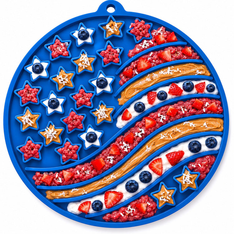 USA-K9 Stars and Stripes Design eMat - Enrichment Lick Mat For Dogs and Cats - with Suction Cups | USA Made