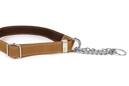 Martingale Khaki Leather Dog Collar Euro-Dog Collars and Leads