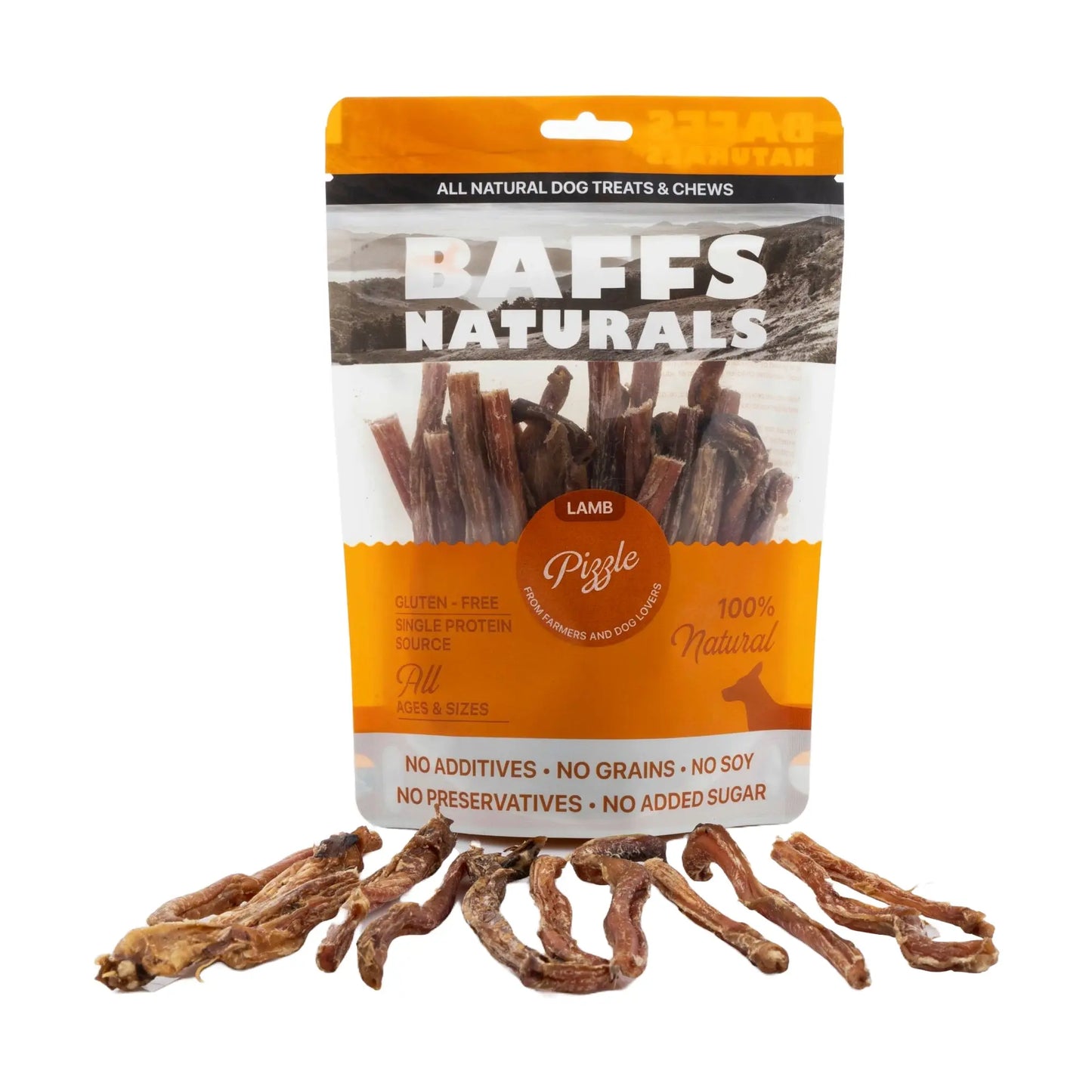 BAFFS NATURALS All-Natural Premium Lamb Pizzle Dog Chews – (8oz Bag) American Pet Supplies