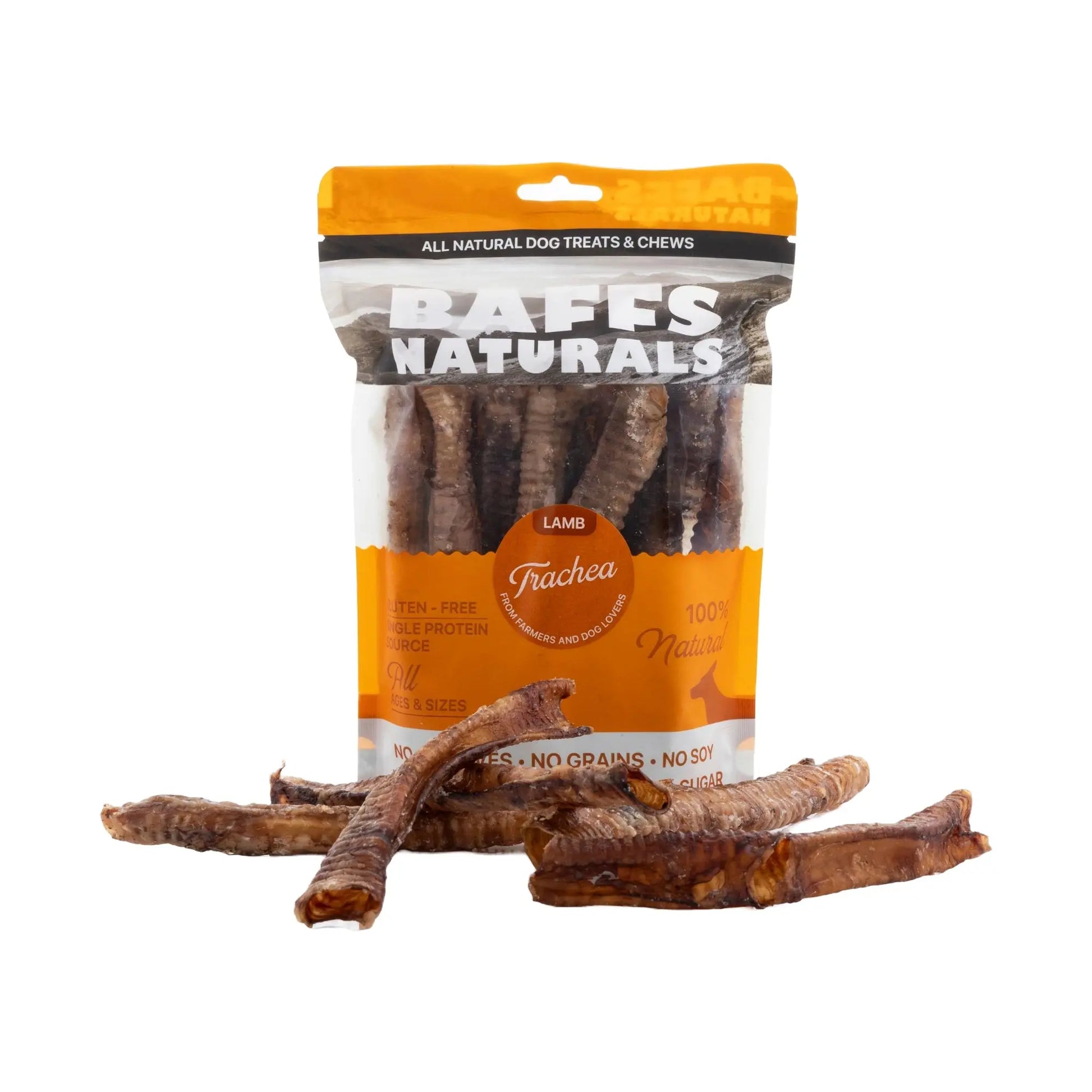 BAFFS NATURALS All-Natural Premium Lamb Trachea Dog Chews – 2 Pack (10 Chews Each) American Pet Supplies