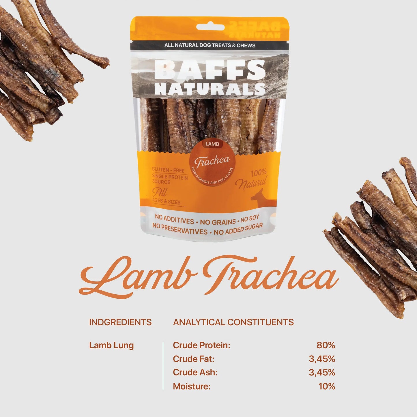 BAFFS NATURALS All-Natural Premium Lamb Trachea Dog Chews – 2 Pack (10 Chews Each) American Pet Supplies