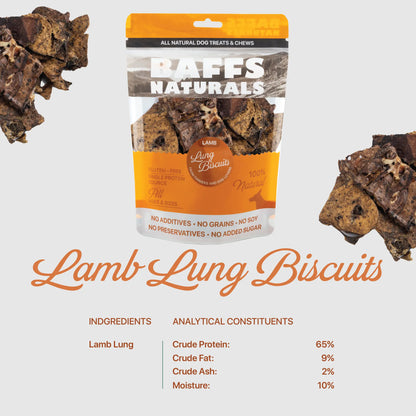 BAFFS NATURALS All-Natural Premium Lamb Lung Biscuits – 2 Pack (4oz Each) American Pet Supplies