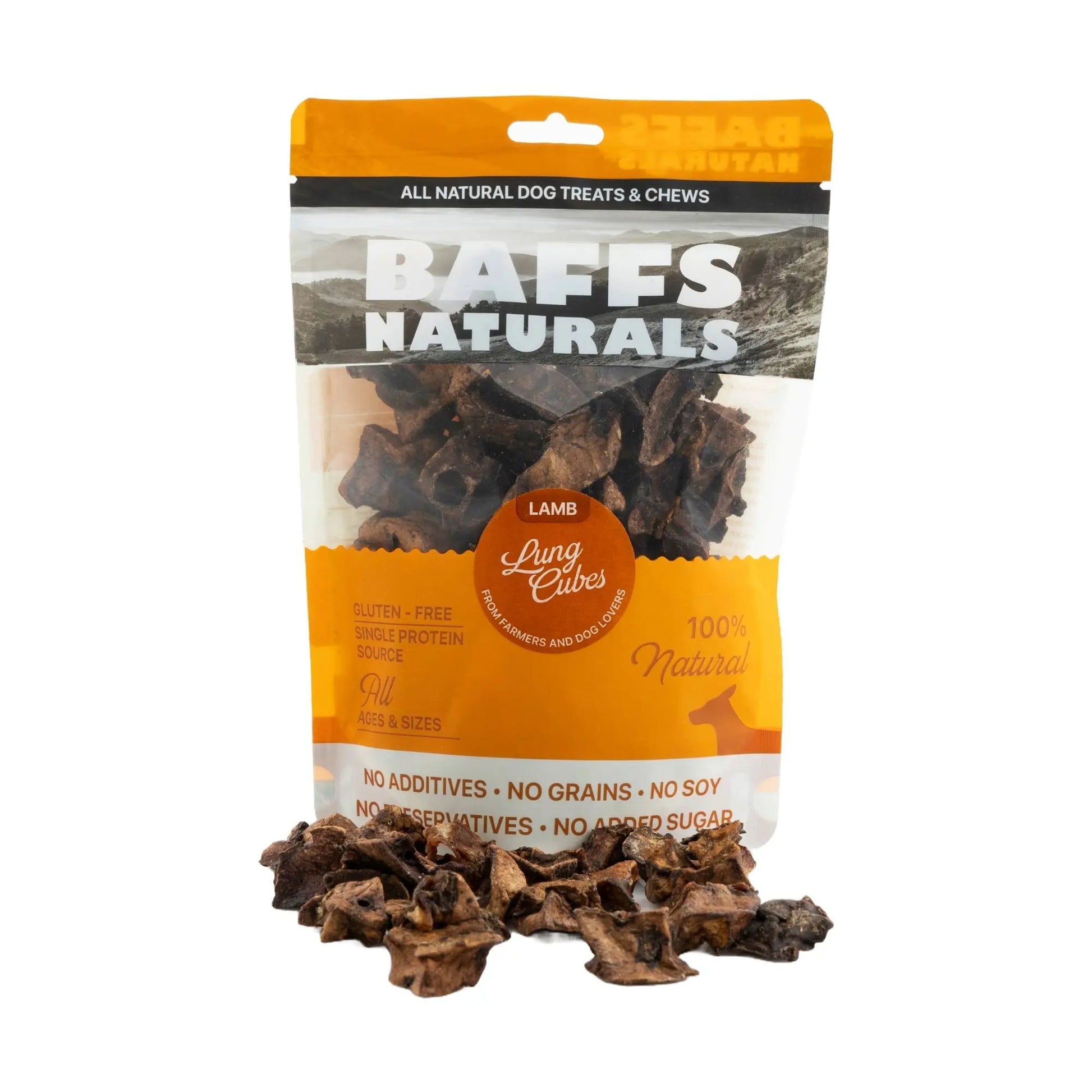 BAFFS NATURALS All-Natural Premium Lamb Lung Cubes – (7oz Bag) American Pet Supplies