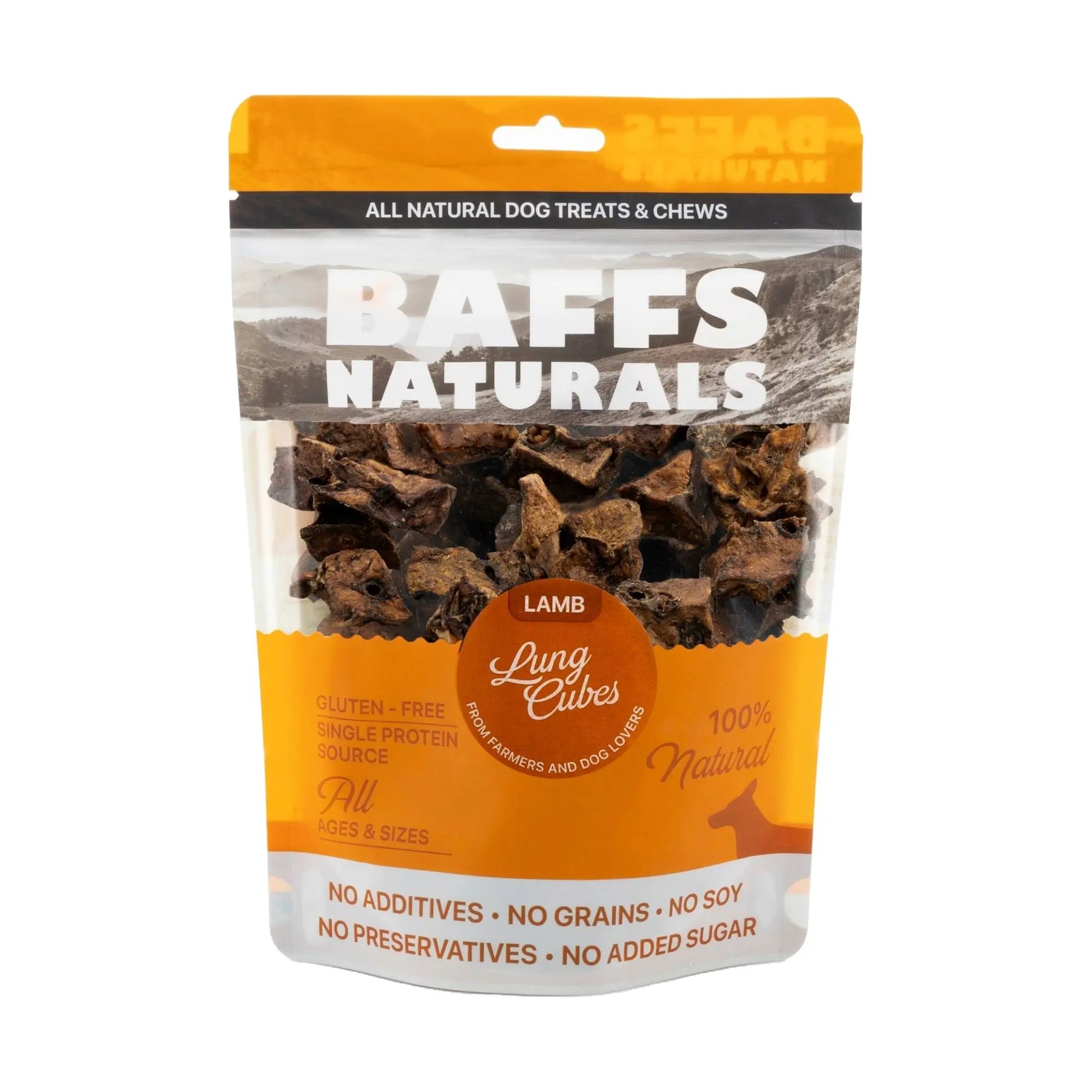 BAFFS NATURALS All-Natural Premium Lamb Lung Cubes – (7oz Bag) American Pet Supplies
