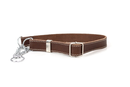 Martingale Chocolate Leather Dog Collar Euro-Dog Collars and Leads