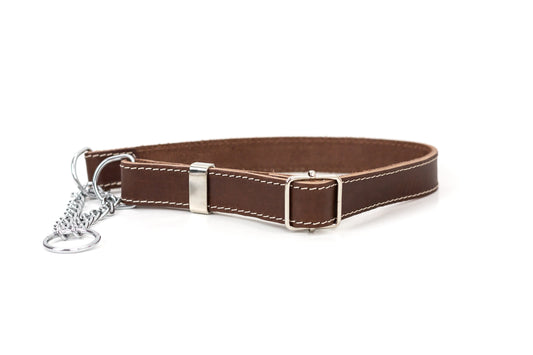 Martingale Chocolate Leather Dog Collar Euro-Dog Collars and Leads