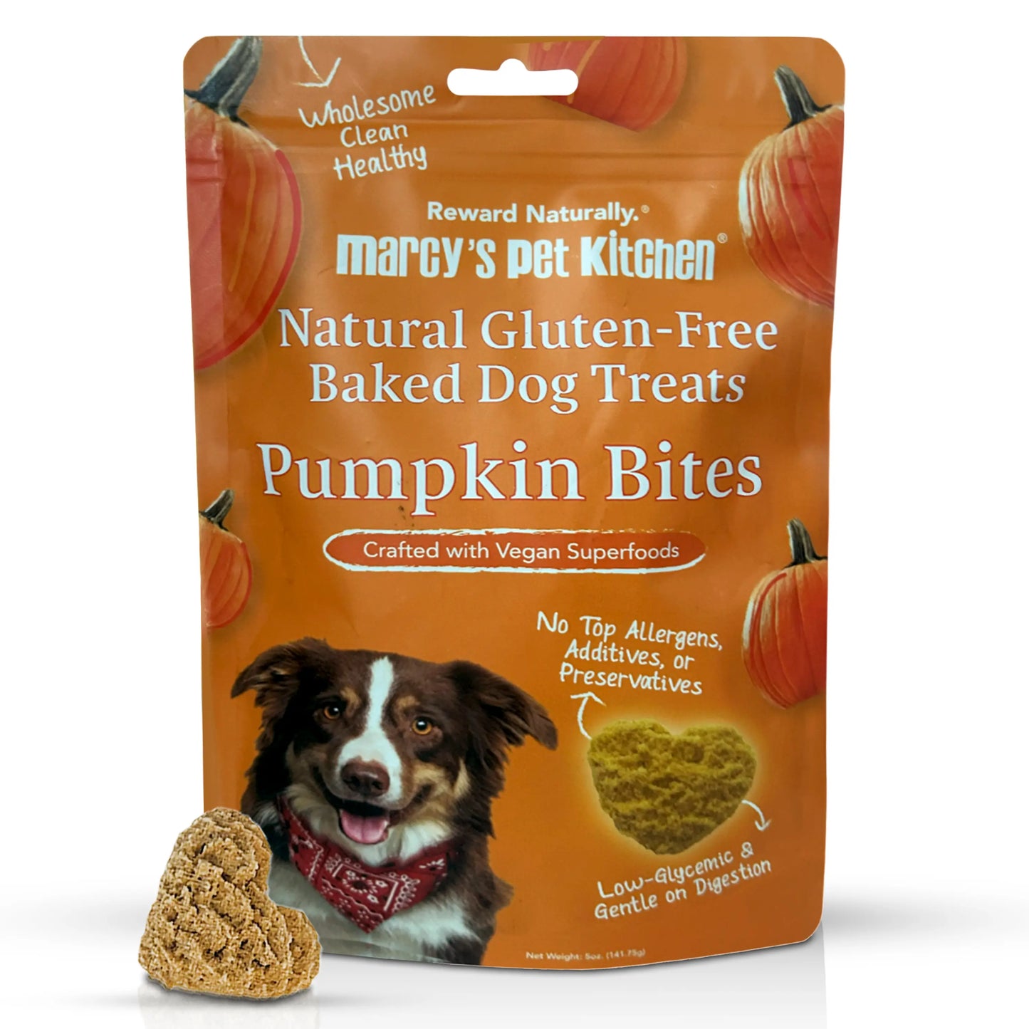 Marcy's Pet Kitchen- All Natural, Vegan Pumpkin Biscuit Dog Treats - Homemade-Vet Approved- Vegan, Gluten Free, Human Grade Ingredients, Made in The USA, Healthy Pumpkin Dog Treats Marcy's Pet Kitchen