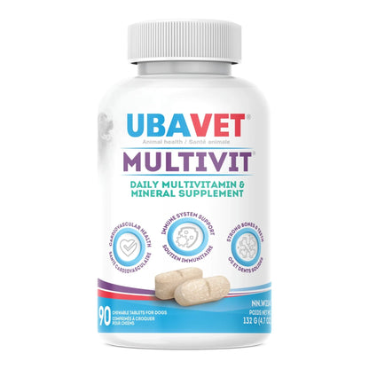 UBAVET MULTIVIT Daily Vitamin and Mineral Tablet for Dogs – Comprehensive Nutritional Support – (90 ct) American Pet Supplies