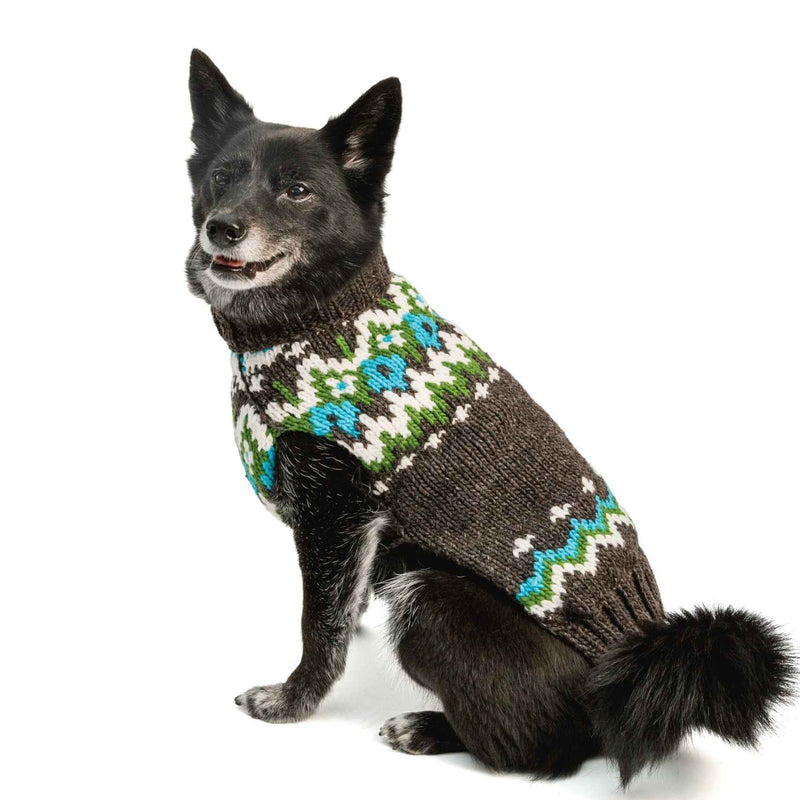 Charcoal Fairisle Wool Dog Sweater