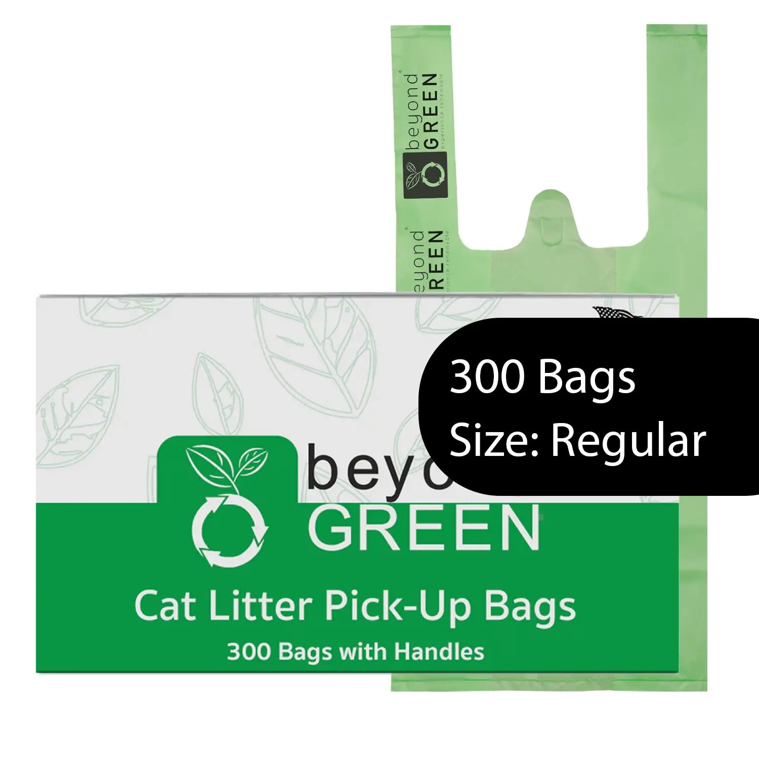 Green Cat Litter Bags – 8" x 16" with 5" Gusset & Handles – Made in USA