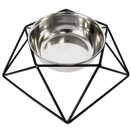 Country Living Elevated Single Dog Bowl Feeder – Geometric Design with Removable Stainless Steel Bowl American Pet Supplies