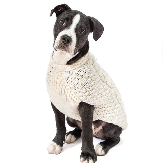 Natural Cable Knit Dog Sweater
