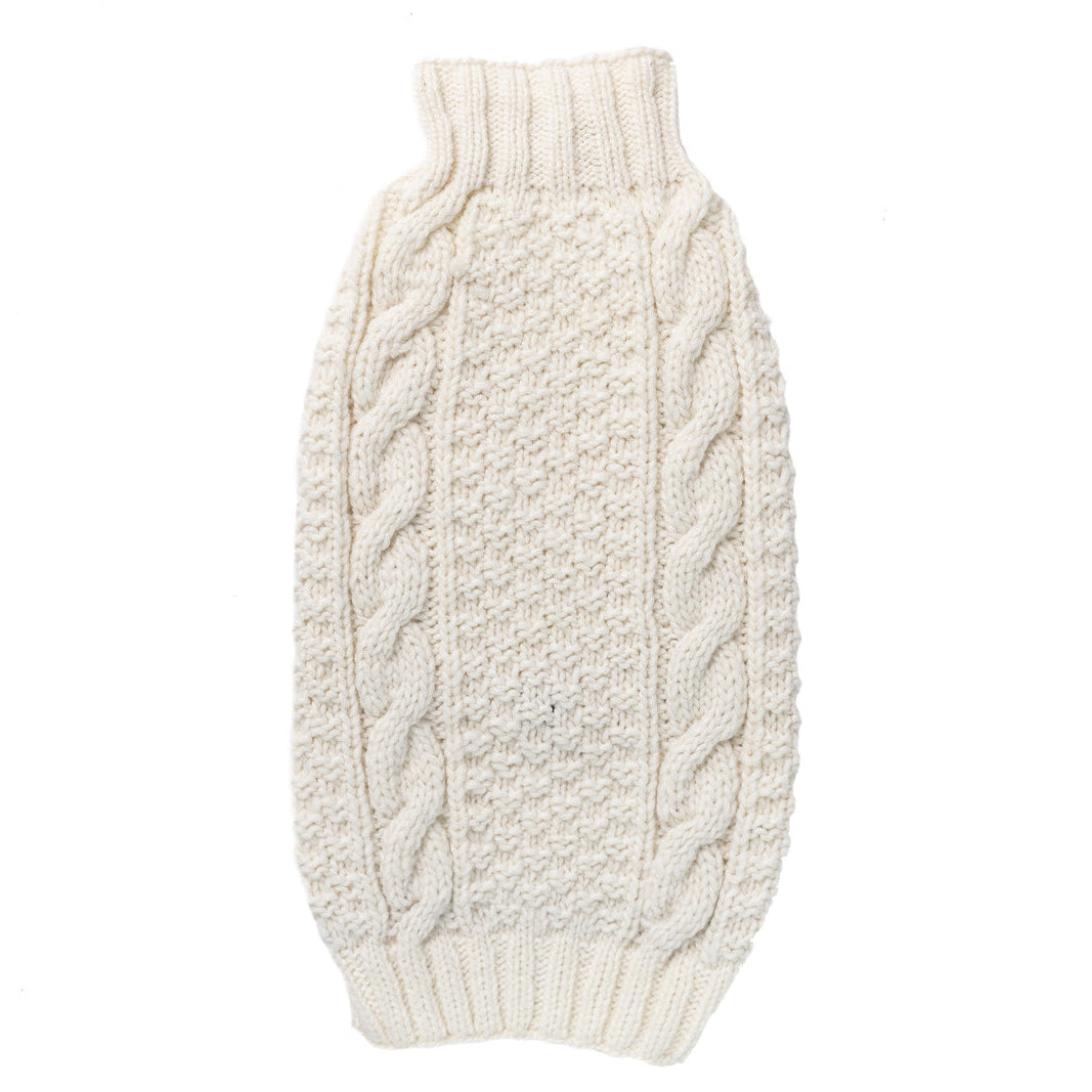 Natural Cable Knit Dog Sweater