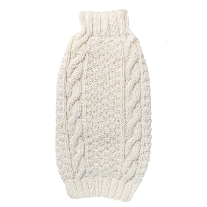 Natural Cable Knit Dog Sweater