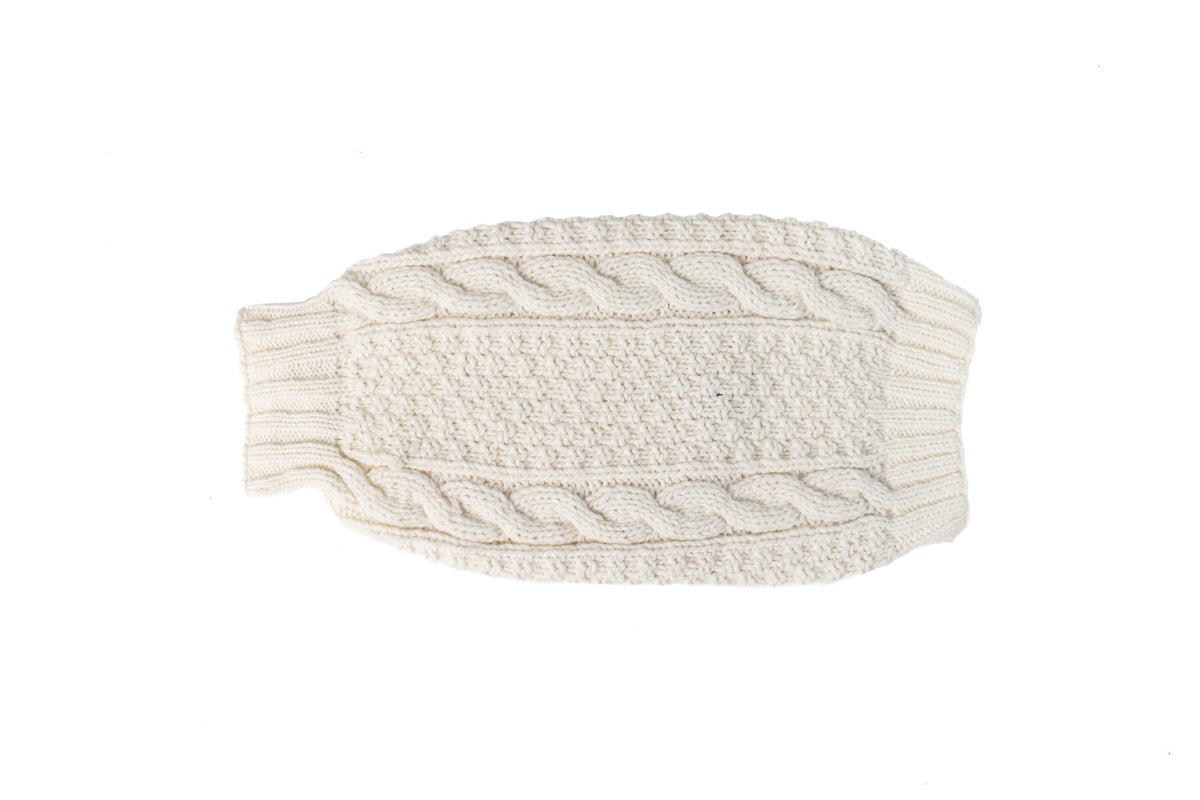 Hand Knit Wool Natural Cable Hat