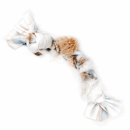 Natural Rabbit and Fleece Braided Tug Nauti-dog Handmade