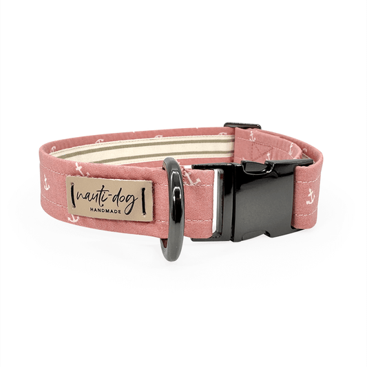 Nauti Rose Pink Girly Anchor Buckle & Martingale Dog Collar Nauti-dog Handmade