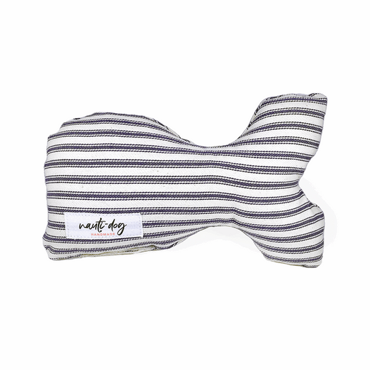 Naval Rigging Navy Ticking Stripe Woven Stuffed Squeaker Wubby Dog Toy Nauti-dog Handmade