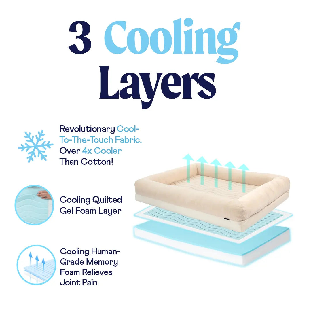 PupChill™ Cooling 4-Bolster Dog Bed - Arctic Sand Paw.com