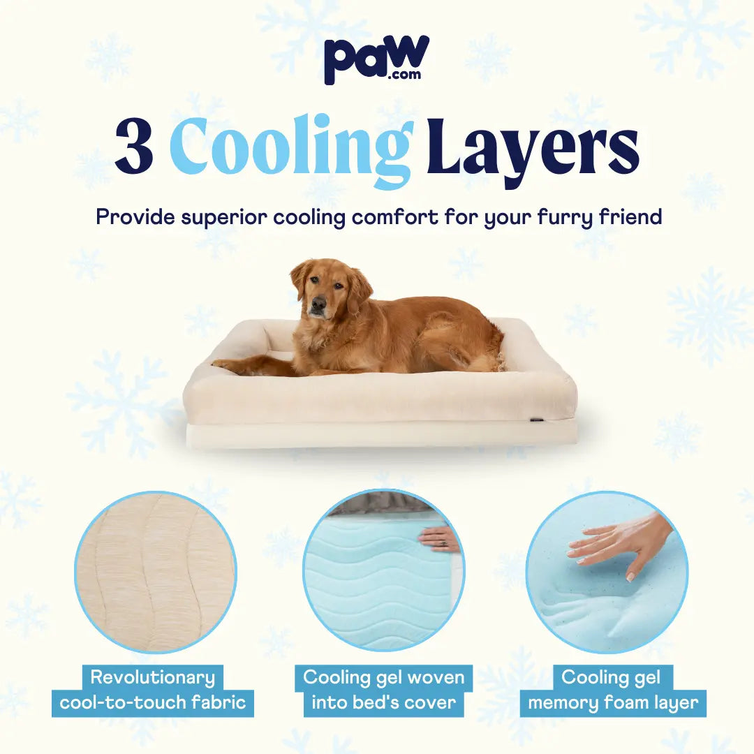 PupChill™ Cooling 4-Bolster Dog Bed - Arctic Sand Paw.com