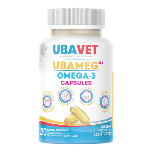UBAVET Ubameg EFA 1000mg Omega-3 Fatty Acid Capsules for Dogs & Cats (120 caps) American Pet Supplies